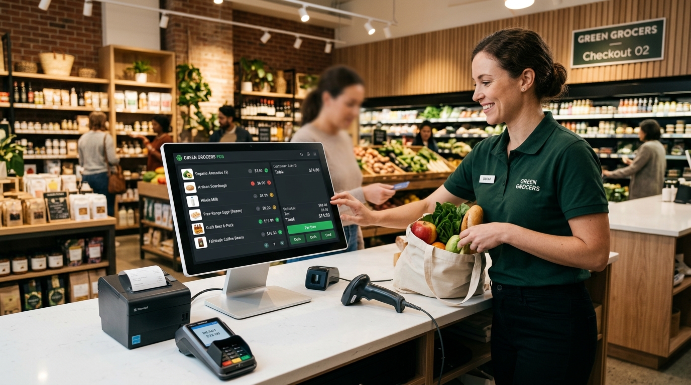 Retail Grocery Shop Checkout Counter